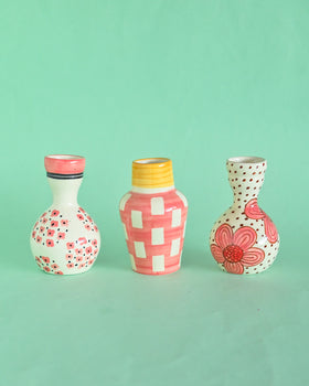 - Yaara Handpainted Mini Vases - Set of 3 - The Wishing Chair  - Yaara Handpainted Mini Vases - Set of 3 - The Wishing Chair