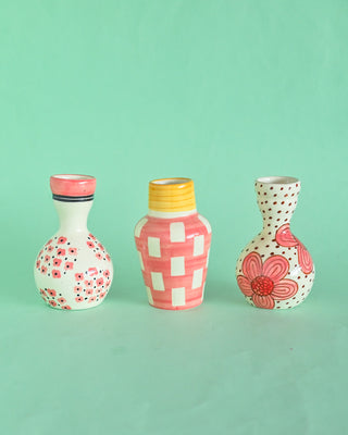 - Yaara Handpainted Mini Vases - Set of 3 - The Wishing Chair  - Yaara Handpainted Mini Vases - Set of 3 - The Wishing Chair