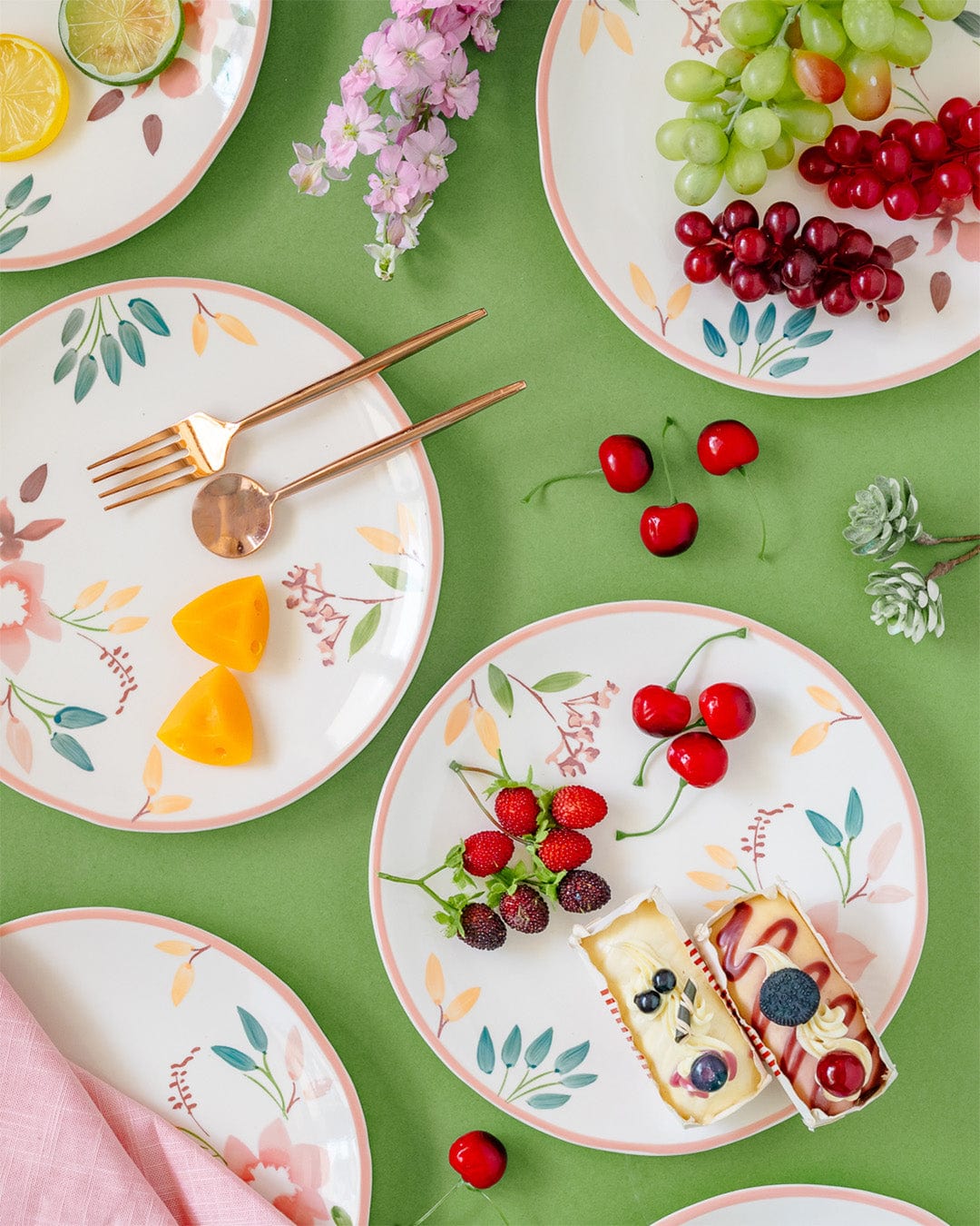 Buy Floral Lace Handpainted Dinner Plates- Set of inches