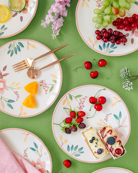 Floral Lace Handpainted Dinner Plates- Set of 6 - 8 inches - The Wishing Chair