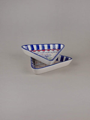 Magnolia Sky Handpainted Triangle Plates - Set Of 2 - The Wishing Chair