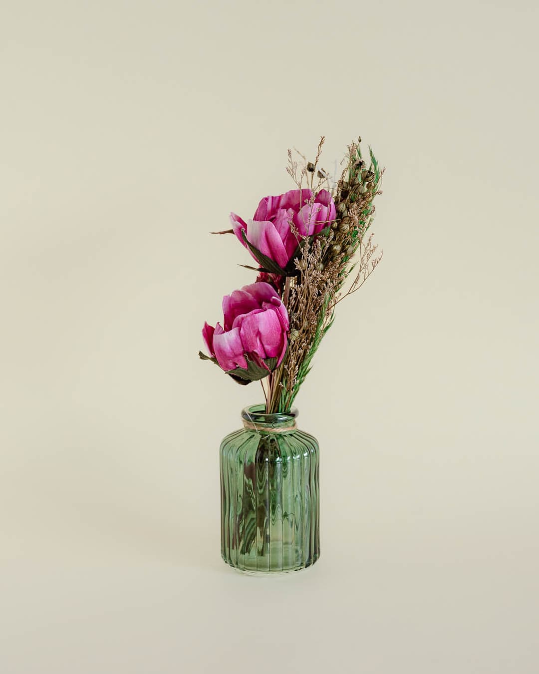 Blooms - Dried Flowers Bouqet in Glass Vase