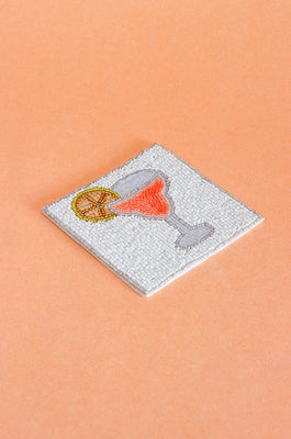 Cheers Hand Embroidery Beaded Coasters -Set of 4