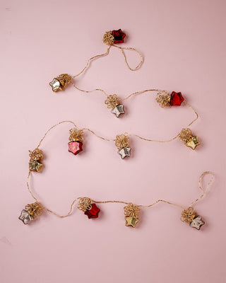 Christmas Tree Stars Glass Ornaments Beaded Garland - Tree Stars Glass Ornaments Beaded Garland - The Wishing Chair