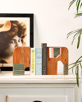 Desk & Stationery Mr. EL Handpainted Wood Bookend