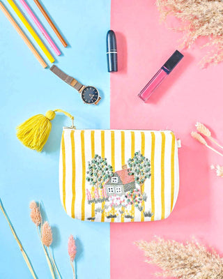 Floral Chateau Embroidered Pouch