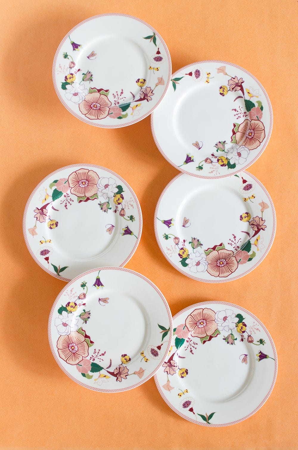 Garden of Eden Fine China Ceramic Side Plates Set of