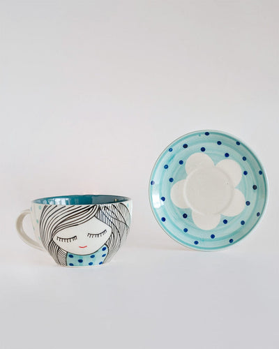 His and Her Morning Teacups and Saucers
The perfect his &amp; her morning teacups and saucer set! This beautiful handpainted set features a quirky design that is sure to start your day off with a smile. WMorning TeacupsThe Wishing Chair