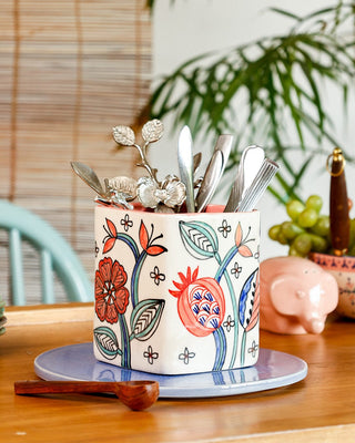 kitchen accessories Dance in a Flowerbed Ceramic Cutlery Holder