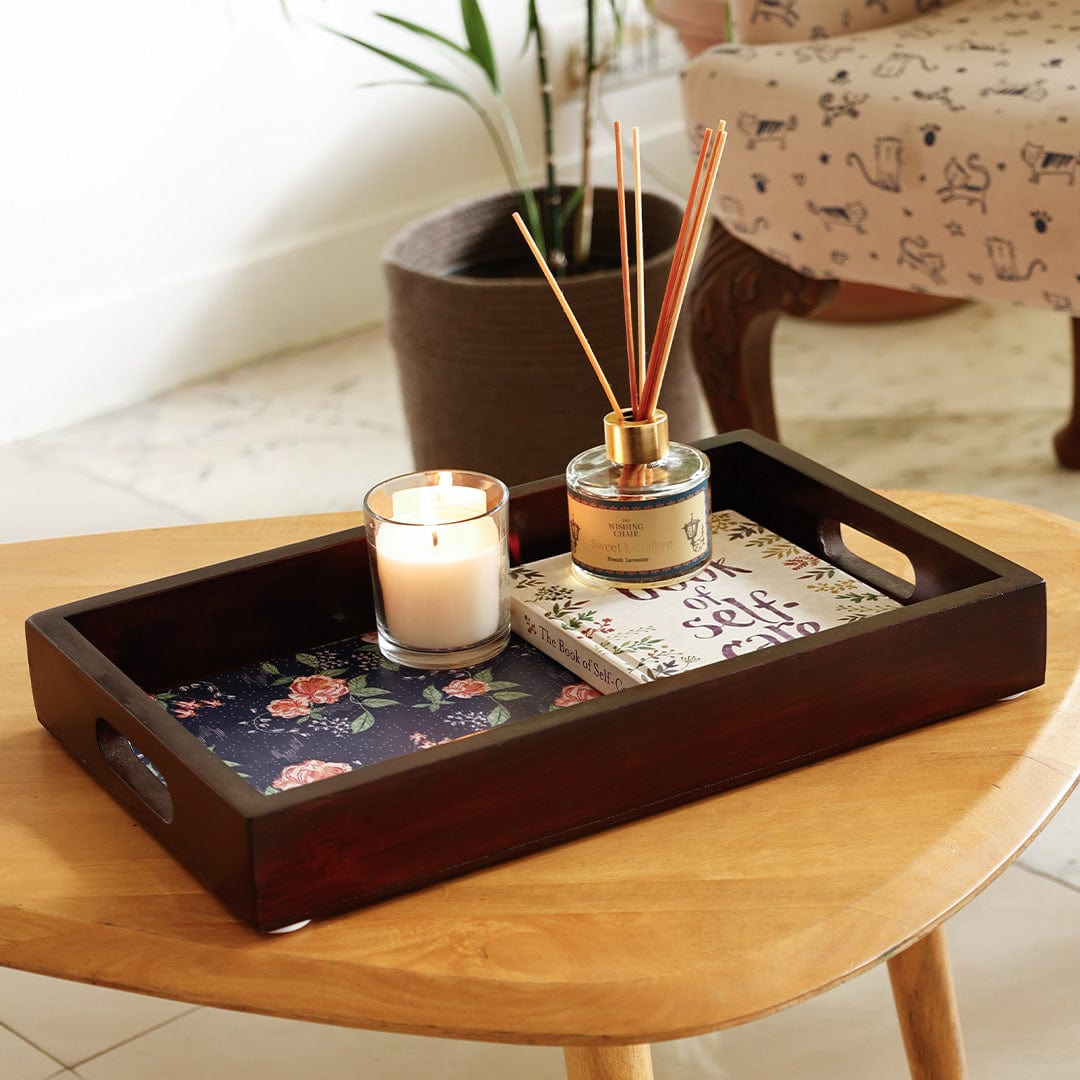 Buy Midnight Rose Wooden Tray - 10X16 Inches Online | Wishing Chair
