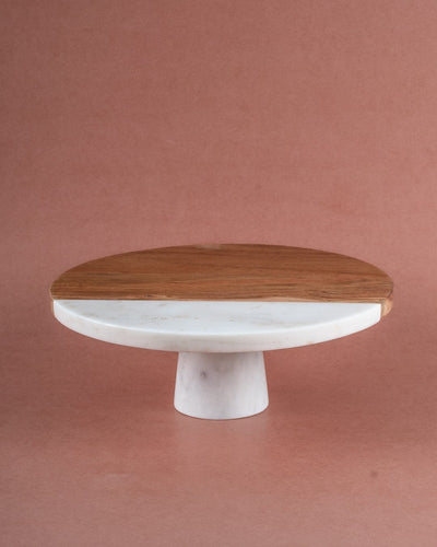 Marble & Inlay Wood Cake stand