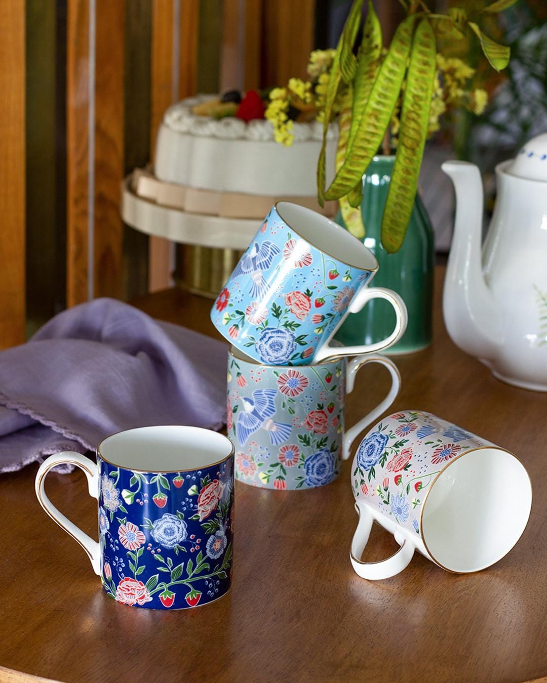 Midsummer Fine China Tea Mugs - Set of 4 – The Wishing Chair