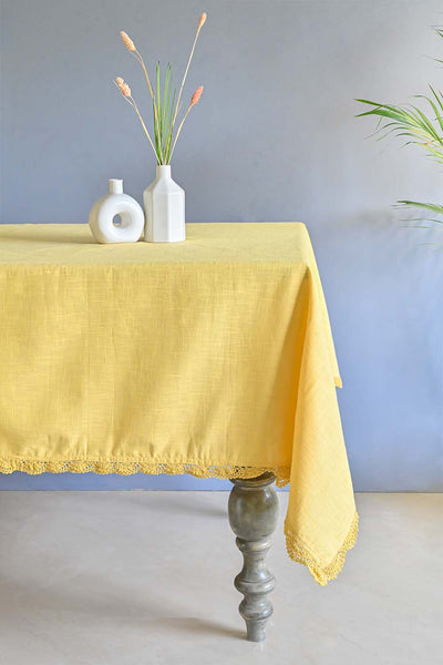 Mustard Hand Crochet Table Cloth -4/6/8 seater