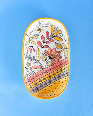 Pink Horizon Handpainted Oval Platter