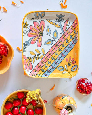 Pink Horizon Handpainted Platter-Set of 2