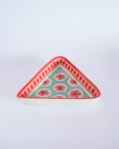 Poppies  & Play Handpainted Triangular Plates - Set of 2