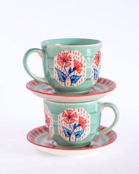 Poppies & Play Teacup and Saucer - Set of 2