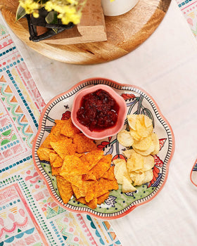 serveware Dance in a Flowerbed -  Ceramic Chip & Dip Platter with Bowl
