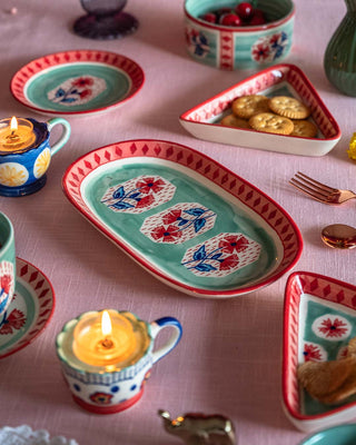 serveware Poppies & Play Hand-painted Oval Platters.
