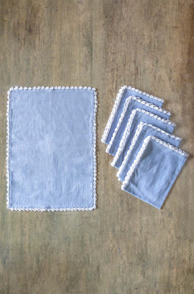 Silver Mist Hand Crochet Placemats - Set of 6