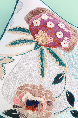 Soft furnishings Pink Petals Embroidered Cushion Cover