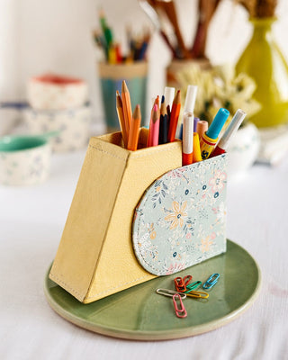 Storage Pearlised Paper Leather Secret Inkwell- Garden Fog