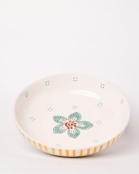 Stripe & Stem Handpainted Ceramic Pasta Bowl 21 cms