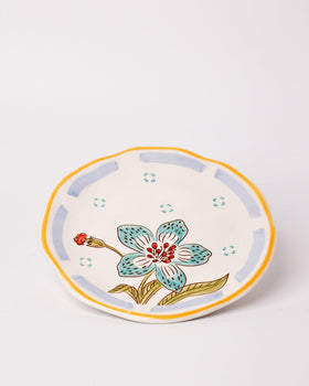 Stripe & Stem Handpainted Ceramic Snack Plate 16 cms