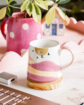 Tea cups & coffee mugs Wilderness Handpainted Ceramic Mug - Pink