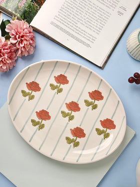Tea Garden Handpainted Ceramic Oval Platter 30 cms