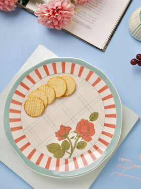 Tea Garden Handpainted Ceramic Round Platter 27 cms