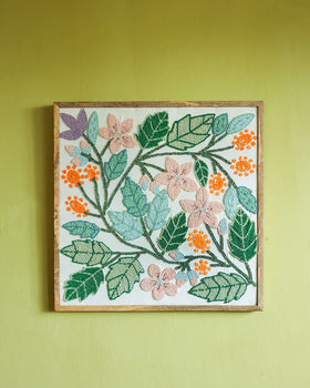 Valley of Flowers Hand Embroidered Beads Wall Décor - Valley of Flowers Hand Embroidered Beads Wall Décor - The Wishing Chair