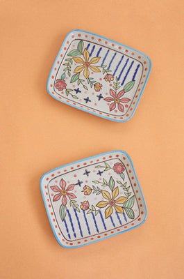 Where The Grass Is Green Handpainted Rectangular Platter - Set of 2 - The Wishing Chair