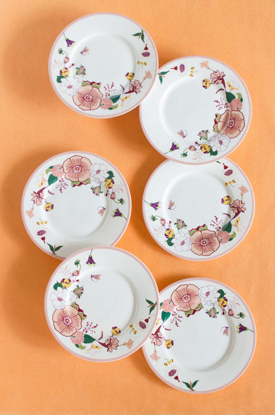 Garden of Eden Fine China Ceramic Side Plates - Set of 6
