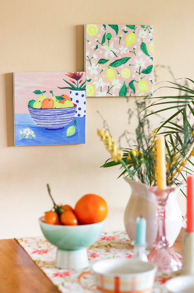 Handpainted Fruit Bowl Wall Art - Set Of 2