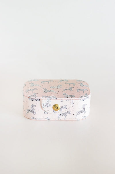 Pearlised Paper Leather Jewellery Box Medium- Pink Safari