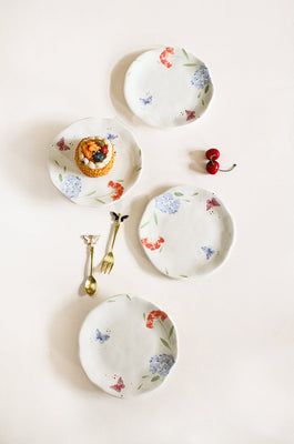 Plates Wildflower Meadow Handpainted Ceramic Side Plates - Set of 4 - Wildflower Meadow Handpainted Ceramic Side Plates - Set of 4 - The Wishing Chair  - Wildflower Meadow Handpainted Ceramic Side Plates - Set of 4 - The Wishing Chair