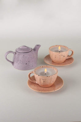 Teapot & Teacup Saucers Diyas - Pink & Purple - Set of 3 - Tea Time Diyas - Pink & Purple - Set of 3 - The Wishing Chair