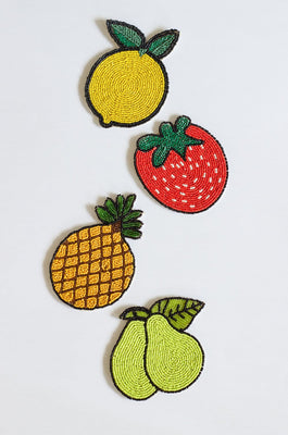 Tropical Goodness Hand Embroidery Beaded Coasters -Set of 4 - Tropical Goodness Hand Embroidery Beaded Coasters -Set of 4 - The Wishing Chair