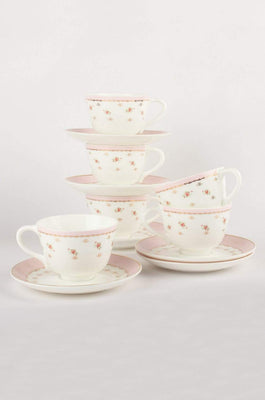 Vintage Rose Tea Cup & Saucer Set of 6 - Blossom Pink - Vintage Rose Teacup & Saucer Set Of 6 - Blossom Pink - The Wishing Chair