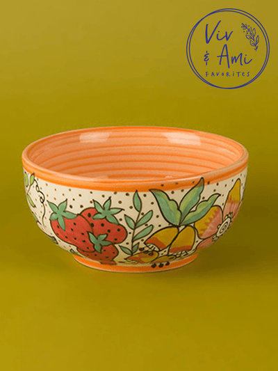 Citrus Garden BowlMaterial: Handpainted Handmade Stoneware
Dimensions: Large - 9.50 Dia x 5 H Inch , Small - 6 Dia x 3.50 H Inch

Handle with care. May Chip or Break on Impact. MicrowCitrus Garden BowlThe Wishing Chair