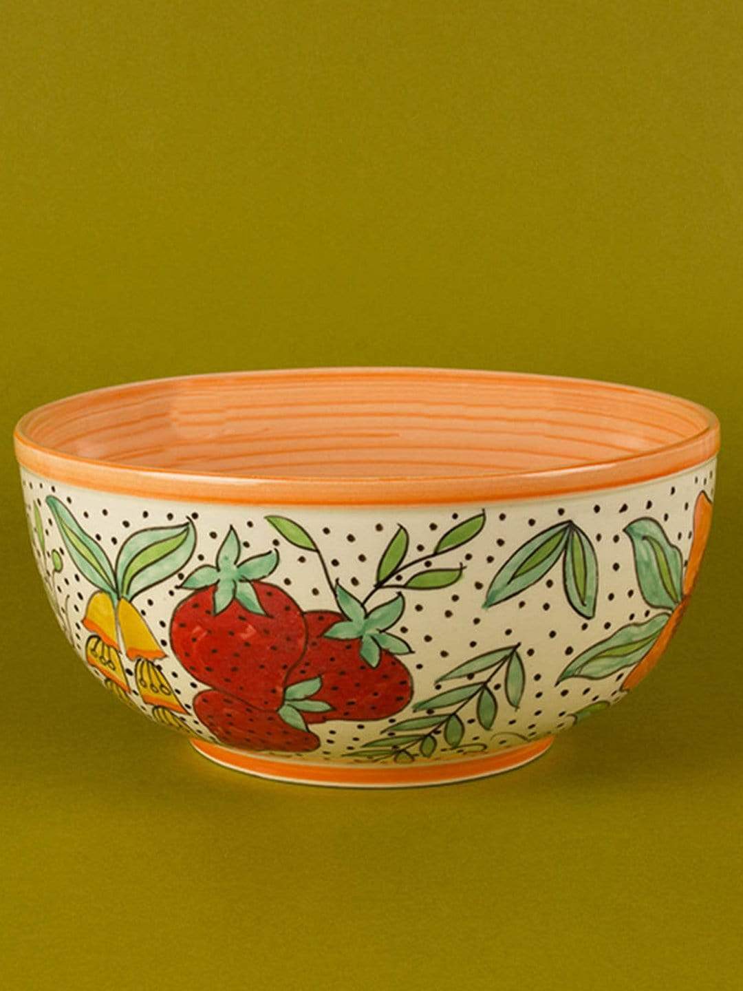 Citrus Garden BowlMaterial: Handpainted Handmade Stoneware
Dimensions: Large - 9.50 Dia x 5 H Inch , Small - 6 Dia x 3.50 H Inch

Handle with care. May Chip or Break on Impact. MicrowCitrus Garden BowlThe Wishing Chair