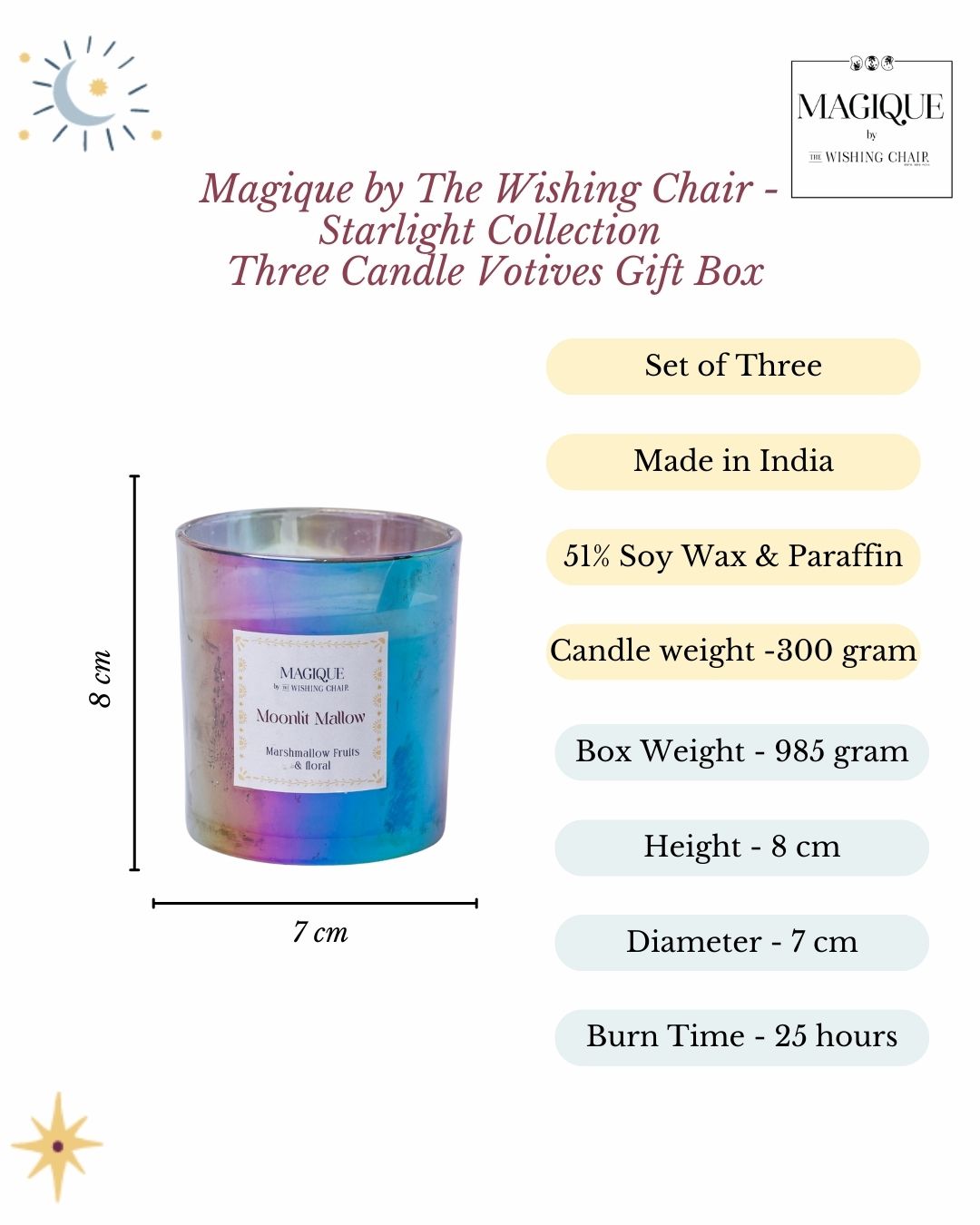 Magique by The Wishing Chair - Starlight Collection 3 Candle Votives Gift Box