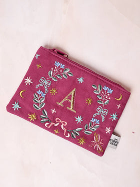 18658-A Secret Garden Embroidered Monogram Coin Pouch