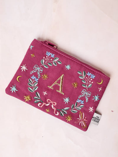 18658-A Secret Garden Embroidered Monogram Coin Pouch