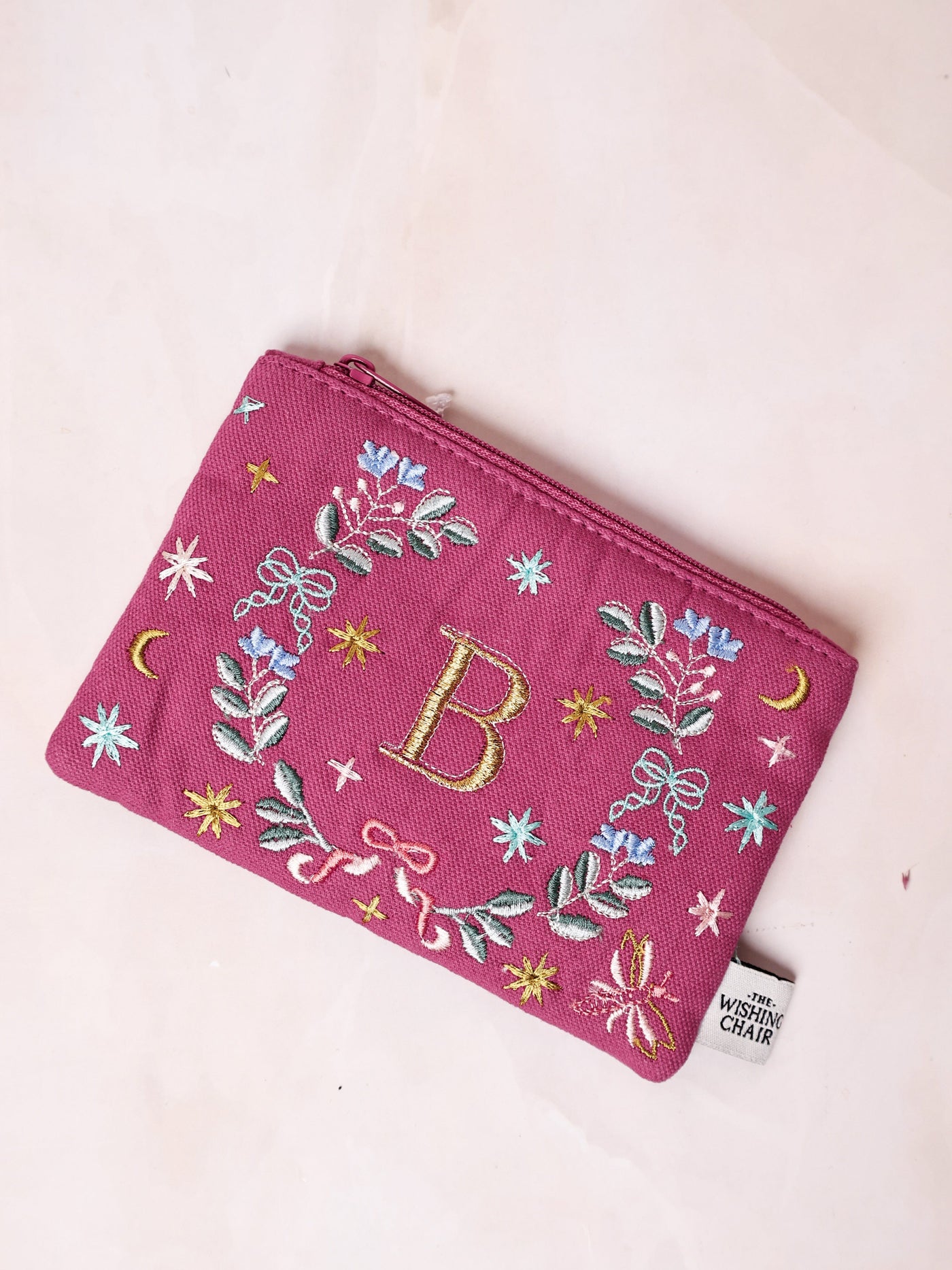 18658-B Secret Garden Embroidered Monogram Coin Pouch