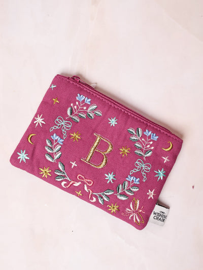 18658-B Secret Garden Embroidered Monogram Coin Pouch