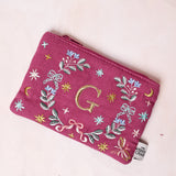 Monogram G - Secret Garden Embroidered Monogram Coin Pouch | The Wishing Chair