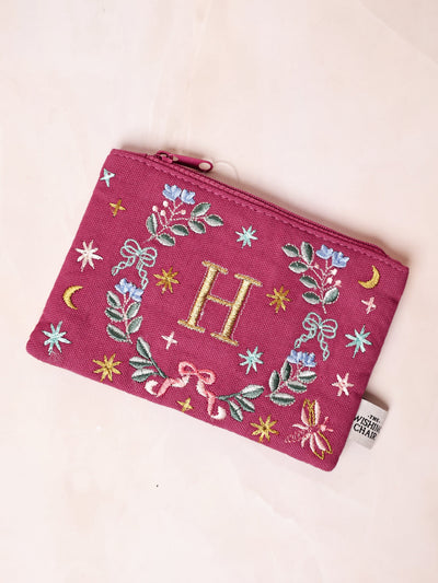 18658-H Secret Garden Embroidered Monogram Coin Pouch
