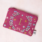 Monogram I - Secret Garden Embroidered Monogram Coin Pouch | The Wishing Chair